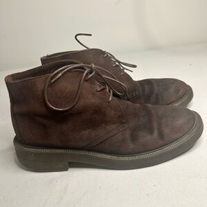 Roots Canada men’s chukka lace up boot distressed suede chocolate brown. Size 14